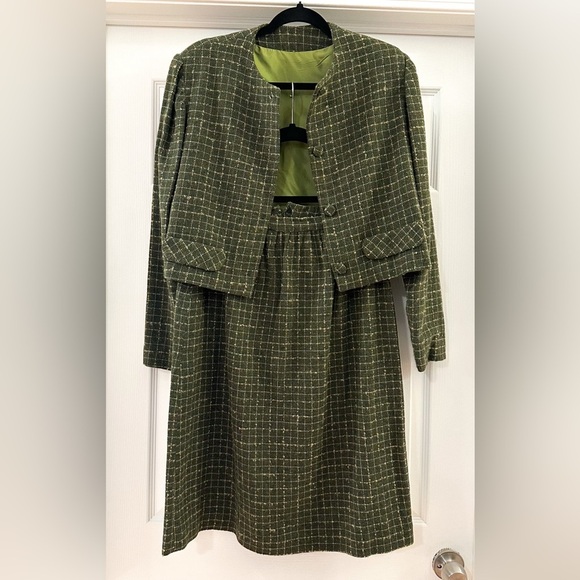 Vintage Tweed Wool Blazer Skirt Suit Set sz Small - Picture 8 of 15